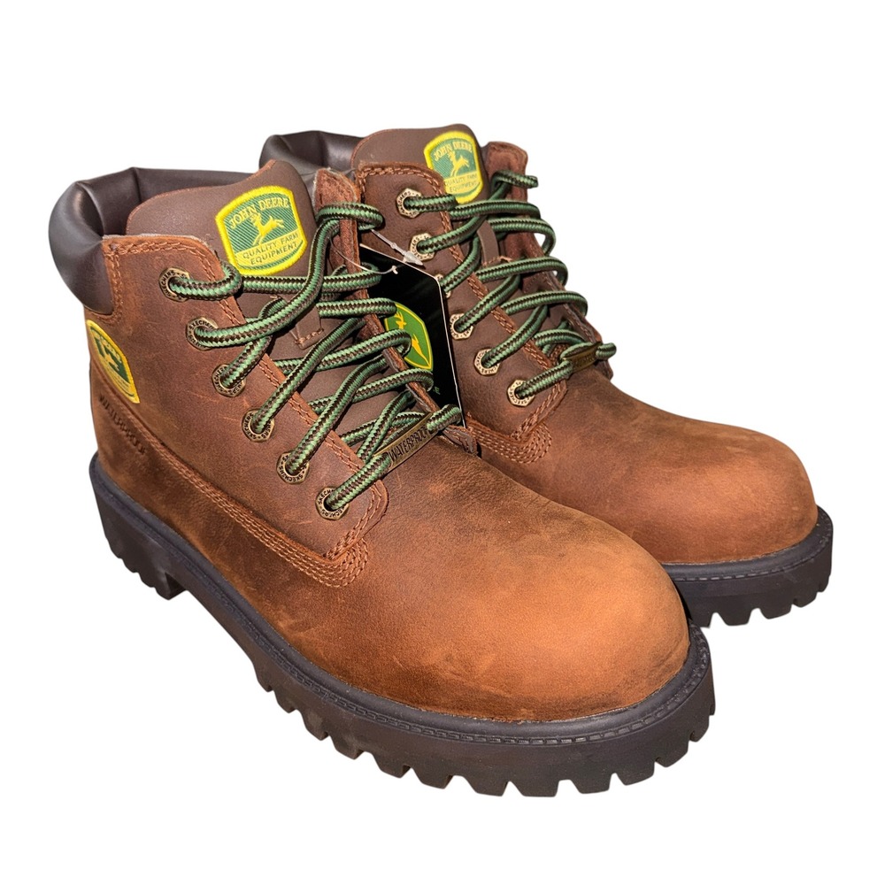 NEW John Deere Skechers Sergeants-Dozer Mens 8.5 Boots Brown Waterproof Leather